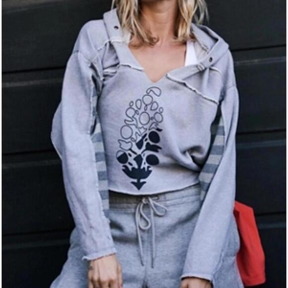 Free People Tops - Free People Movement Gray Nights Like This Oversized Cropped Hoodie Size S